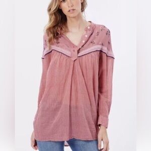 NWT Free People Hearts and Colors Blouse in Rose
